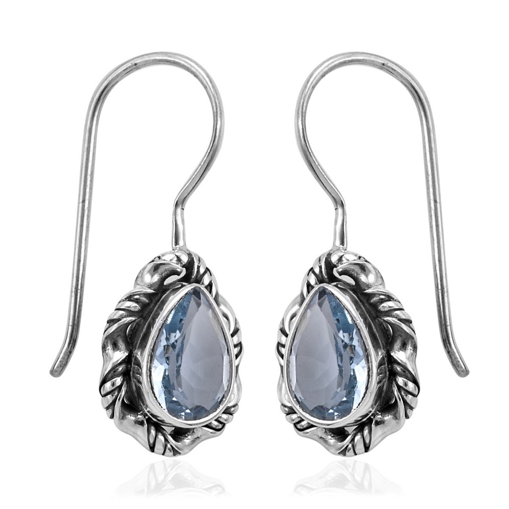 Earth mined Blue Topaz Earrings in Sterling Silver 2.86 ctw